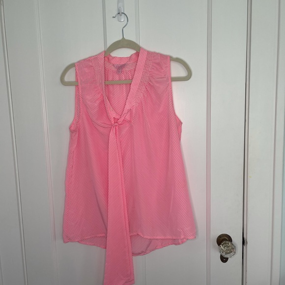 Lilly Pulitzer Pink White Stripe Sleeveless Blouse - Picture 4 of 10